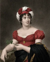 Porträt von Germaine Necker, Baronin von Stael Holstein, genannt Madame de Stael (1766-1817)