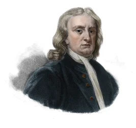 Porträt von Isaac Newton (1642-1727), Philosoph und Mathematiker in „Portraits et histoire des hommes utile: hommes et femmes de tous pays et de tous conditions, qui acquis des droits à la reconnaissance des hommes“.