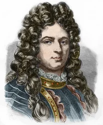 Porträt von Jean Bart (1650 - 1702), französischer Freibeuter. Gravur aus dem 19. Jahrhundert. Private Sammlung