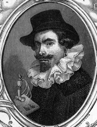 Porträt von Leonello Spada oder Lionello Spada (1576-1622), italienischer Maler. Gravur von 1859 in „Die Galerien Europas - Italien“ von Armengaud. Private Sammlung
