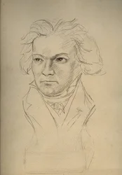 Porträt von Ludwig van Beethoven (1770-1827) deutscher Komponist - anonyme Zeichnung aus dem frühen 20. Jahrhundert - Privatbesitz