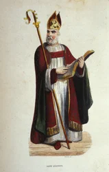 Porträt des Heiligen Augustinus (354 - 430) Gravur des 19. Jahrhunderts