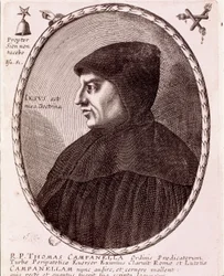 Porträt von Tommaso Campanella, dominikanischer Mönch und Philosoph. Gravur.