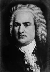 Porträt des deutschen Komponisten Johann Sebastian Bach (1685-1750). Gravur. 19. Jahrhundert