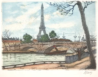 Seine und Eiffelturm (Radierung)