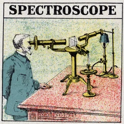 Spektralanalyse: ein Spektroskop. Anonyme Illustration von 1925. Private Sammlung.
