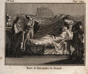 Der Tod von Alexander dem Großen, König von Makedonien (356-323 v. Chr.) - Der Tod von ALEXANDER DEM GROSSEN (356-323 v. Chr.) - König von Makedonien (336-323 v. Chr.) - aus „Der Jugend Rollin oder Ausgewählte Stücke aus antiken und römischen Geschichten“ 