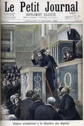 Das skandalöse Treffen der Abgeordnetenkammer: Jean Jaurès wird während einer Debatte über die Dreyfus-Affäre von Bernis angegriffen