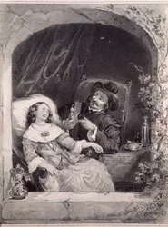 Der Besuch des Arztes bei einer jungen Dame (Lithografie)