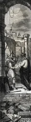Trophime von Arles oder Saint Trophime (3. Jahrhundert) baut die Kirche von Arles - Gravur von 1846 in „Lives des saints“. Private Sammlung.