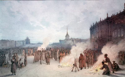 Zar Nikolaus I. und seine Soldaten während des 14. Dezember