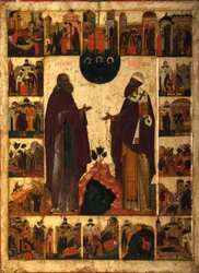 Heiliger Kyrill von Weißsee und Heiliger Kyrill von Alexandria, zweite Hälfte des 16. Jahrhunderts