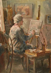 Künstler bei der Arbeit im Studio von Cor Visser, Ipswich