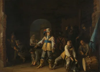 Soldaten in einem Wachraum