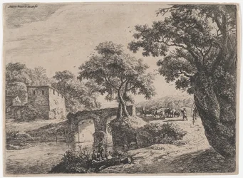 Herde in der Nähe einer Steinbrücke, 17. Jahrhundert