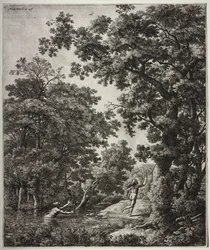 Sechs große aufrechte Landschaften mit Szenen aus Ovids Metamorphosen: Alpheus und Arethusa