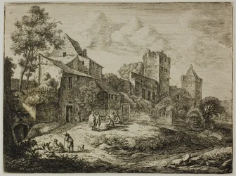Der Hof vor dem Gasthof, aus Zwölf Landschaften