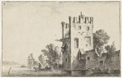 Quadratischer Turm am Wasser