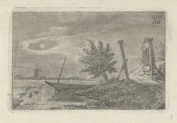 Landschaft mit Boot und offenem Tor