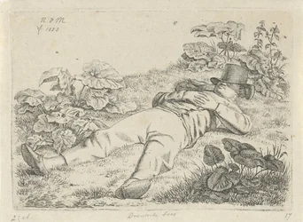 Liegender Mann im Gras (Drentscher Bauer)