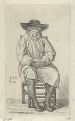 Sitzender Mann mit Stock (Serie: 12 Studienfiguren)