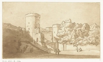 Mauer einer Burg mit Türmen