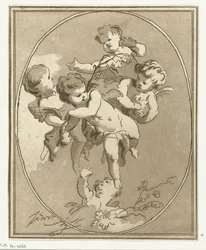 Fünf Putti mit Blütenzweigen