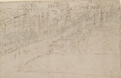 Panorama von London, gesehen von Southwark: Borough High Street mit St Mary Overy