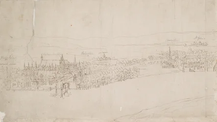 Panorama von London, gesehen von Southwark: Westminster, 1554