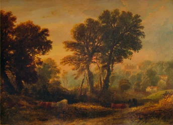 Dunster Castle: Sonnenuntergang, um 1850, 1935
