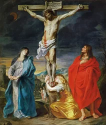 Der gekreuzigte Christus mit der Jungfrau Maria, den Heiligen Johannes dem Täufer und Maria Magdalena