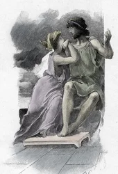 Odyssee von Homer: Odysseus und Penelope, Illustration von Antoine Calbet für 