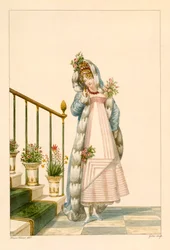 Ballkleid mit Hermelinbesetztem Umhang, Illustration aus 