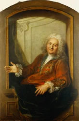 Porträt von Monsieur Dupille, Halbfigur, in einem Gewand am Rand eines Fensters sitzend, 1733