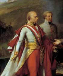 Interview von Napoleon I. und Franz II. in Sarutschitz nach der Schlacht von Austerlitz, 1805 (Detail)