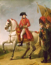 Napoleon Bonaparte (1769-1821), Erster Konsul, bei der Inspektion seiner Truppen nach der Schlacht von Marengo, 1802-03
