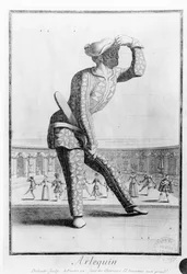 Harlekin, graviert von Juan Dolivar (1641-92)