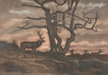 Hirsch und Baum gegen Sonnenuntergang, 1810-75