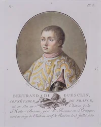 Porträt von Bertrand du Guesclin (1311-80), Oberster Konstabler von Frankreich, graviert von Leon Roger, 1786