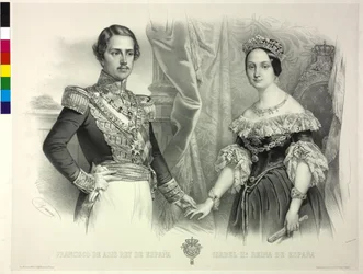 Königin von Spanien und ihr Ehemann Franz Isabella II