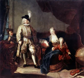 Porträt des Barons von Erlach mit seiner Familie