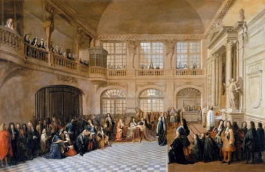 Ludwig XIV. empfängt den Eid des Marquis De Dangeau, Großmeister des Ordens von Saint Lazare