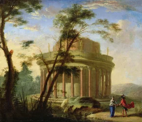 Landschaft mit einem antiken Tempel