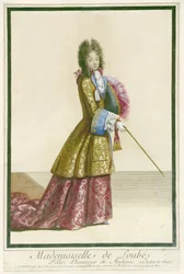 Mademoiselle de Loube, Ehrendame der Madame, in Jagdkleidung