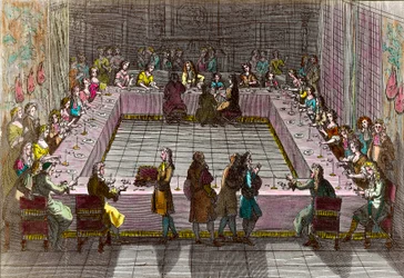 Die königliche Lotterie im 18. Jahrhundert. Kupferstich von Antoine Trouvain (1656-1708)