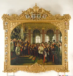 Die Proklamation Wilhelms zum Kaiser des neuen Deutschen Reiches im Spiegelsaal von Versailles am 18. Januar 1871, gemalt 1885