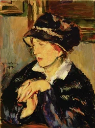 Dame mit dunklem Hut
