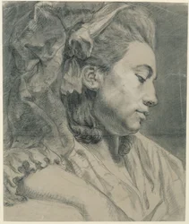 Kopf einer Dame, im Profil nach rechts (Elisabetha Auguste Graff, geb. Sulzer, Ehefrau von Graff)