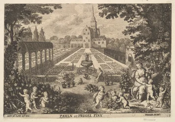 Flora mit Putti in einem Garten