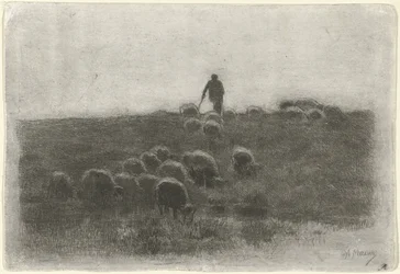 Hirte mit Schafherde